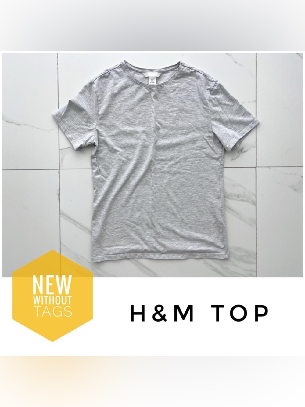 ❌NWOT H&M top size Medium cotton jersey fitted grey new❌
